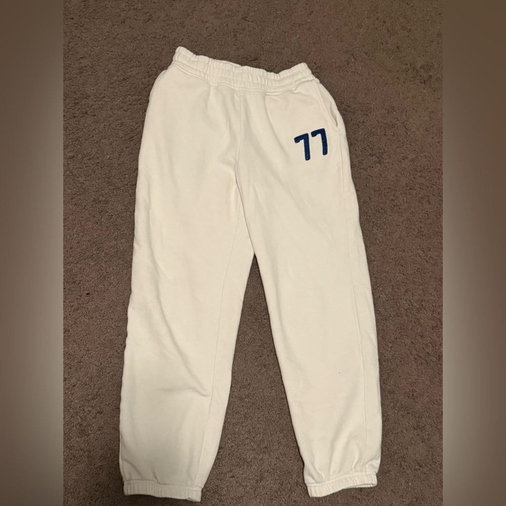 Vintage American Eagle Outfitters White and Blue Joggers Relaxed Fit